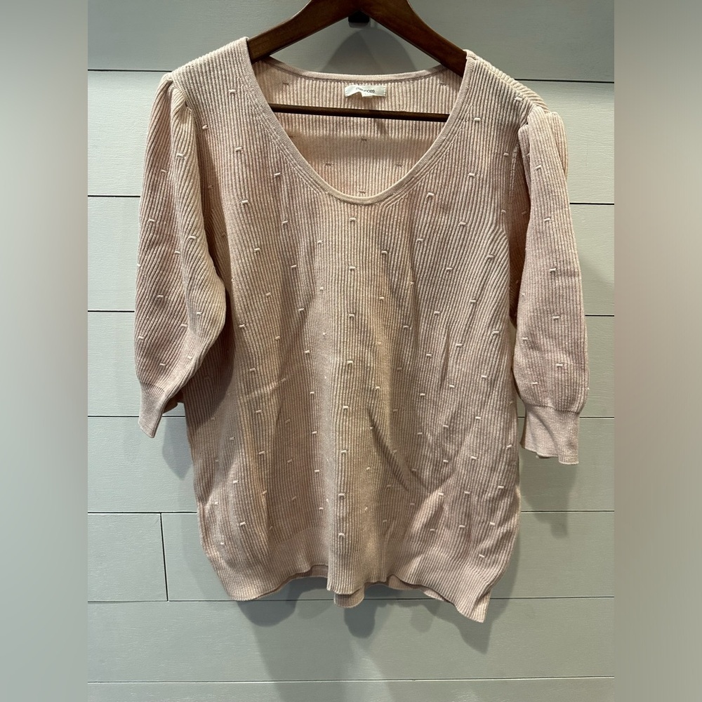 Maurice Women’s Light Mauve Pink Knit Sweater with Puff Sleeves- size XXL